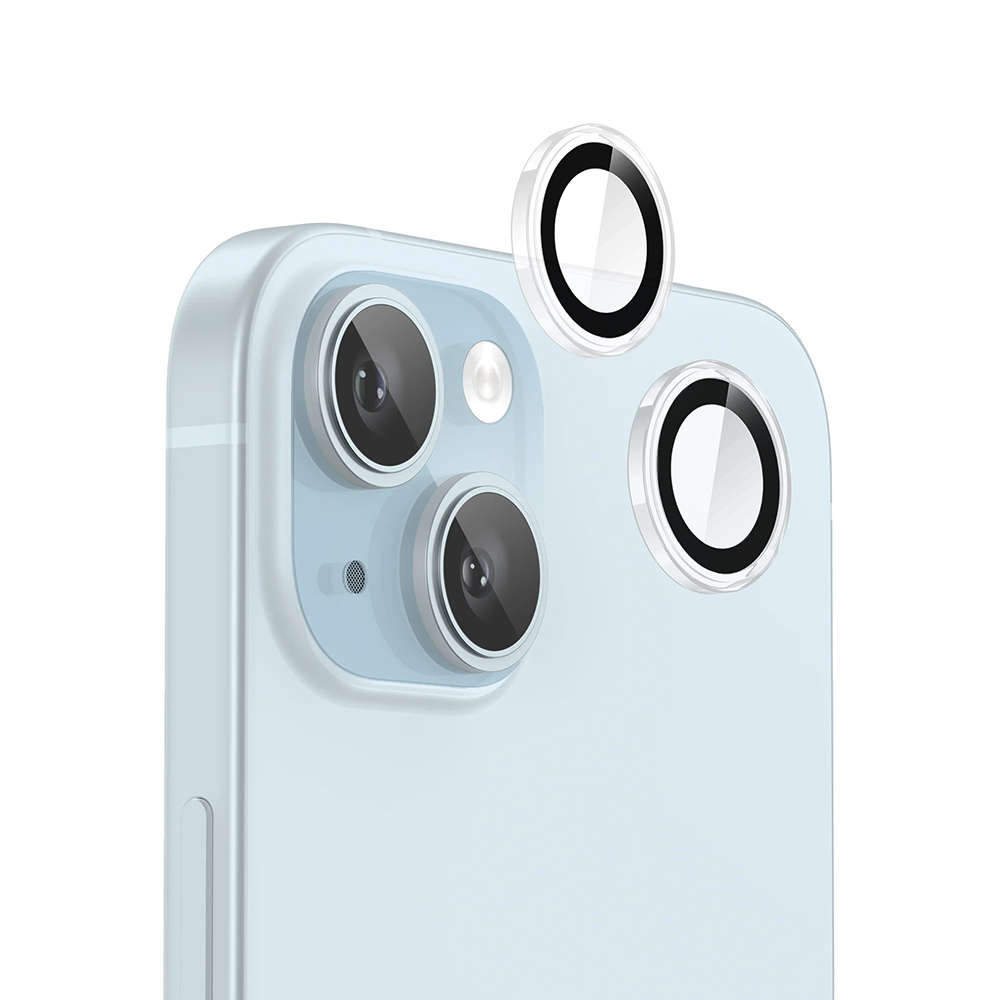 Blueo - Original Metal Frame ochrana objektívu pre iPhone 15 / iPhone 15 Plus - číra KF2354559