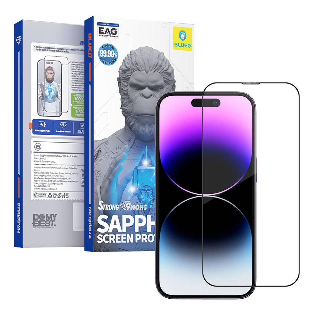 Blueo - Sapphire ochranné sklo s aplikátorom pre iPhone 16 Pro - čierna KF2354568
