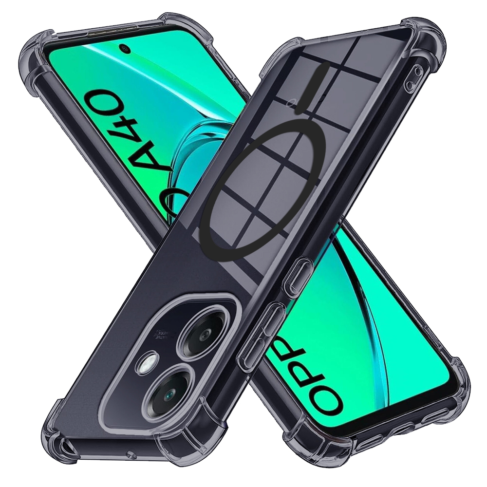 Techsuit - Shockproof Clear Silicone MagSafe - Oppo A40 4G - Smoke Black KF2351392