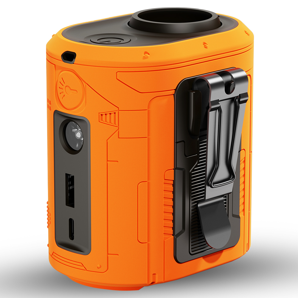 Techsuit – Premium Portable Mini Fan prenosný mini ventilátor s powerbankou, dobíjací, 5 rýchlostí vetra, pripevnenie na opasok, 5000 mAh – oranžový …
