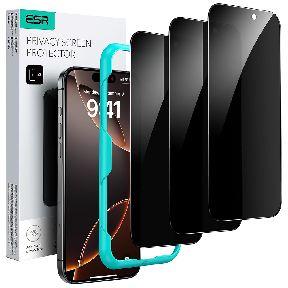 ESR - Privacy Tempered Glass (3 pack) - iPhone 17 / iPhone 16 Pro - Black KF2353792