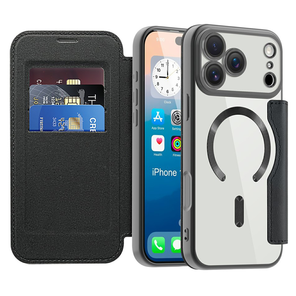 Techsuit - SmartMag Book Case ochranný obal na iPhone 17 Pro – čierny KF2351882