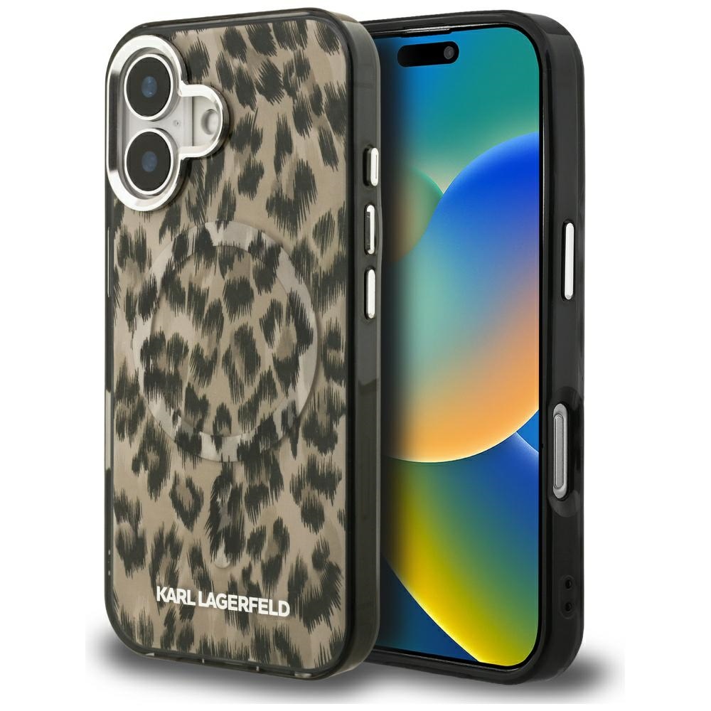 Karl Lagerfeld - IML Leopard Pattern MagSafe obal na iPhone 16 - hnedý KF2356162