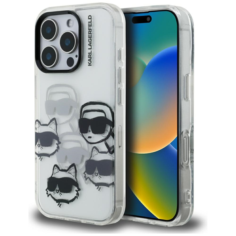 Karl Lagerfeld - IML Luxury Multi Head Pattern obal na iPhone 16 Pro Max - priehľadný KF2356166