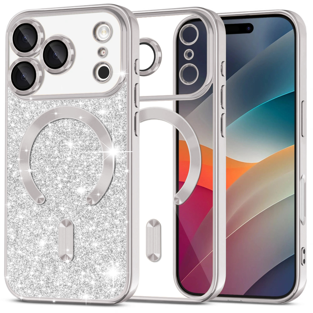 Techsuit - Luxury Glitter MagSafe - iPhone 17 Pro - Silver KF2348955