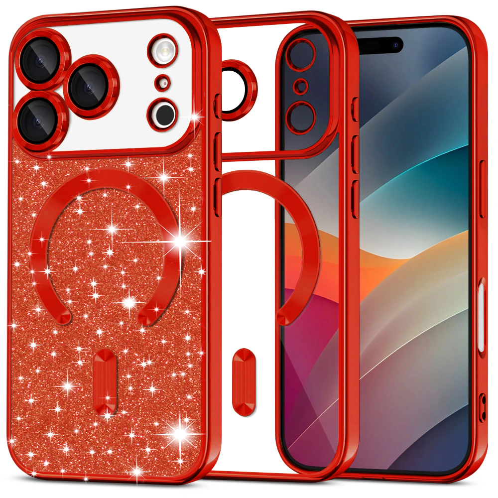 Techsuit - Luxury Glitter MagSafe - iPhone 17 Pro Max - Red KF2348964