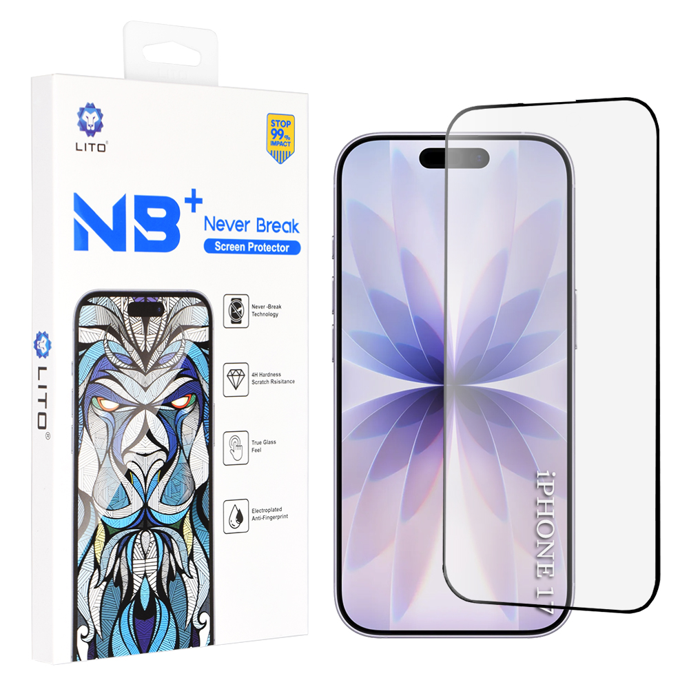 Lito – NB Screen Protector ochranné sklo na iPhone 17 / iPhone 16 Pro – čierne