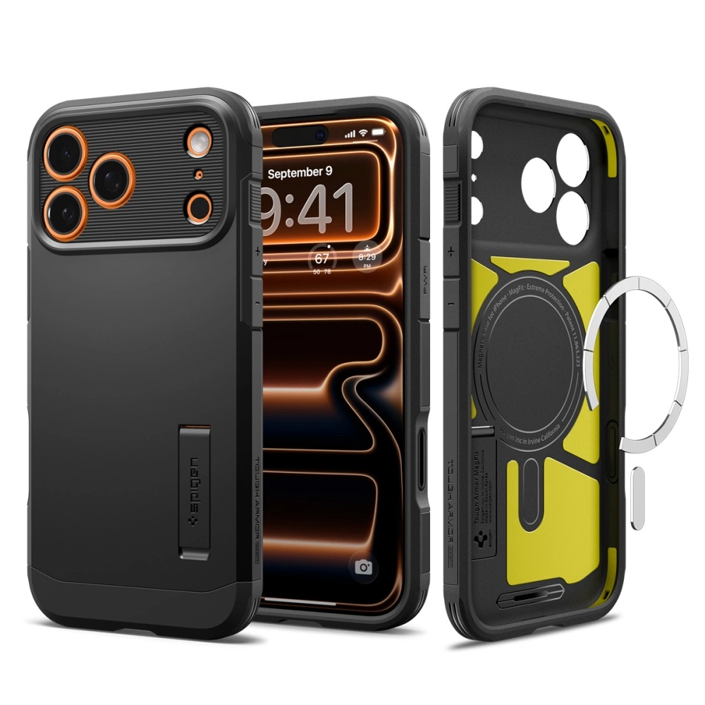 Spigen – Tough Armor "T" MagSafe ochranný obal na iPhone 17 Pro – čierny