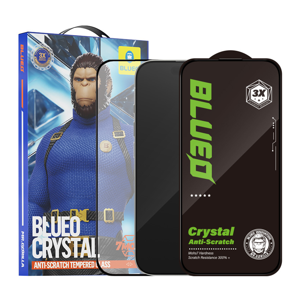 Blueo – Crystal Anti-Scratch ochranné sklo na iPhone 17 Air – čierne