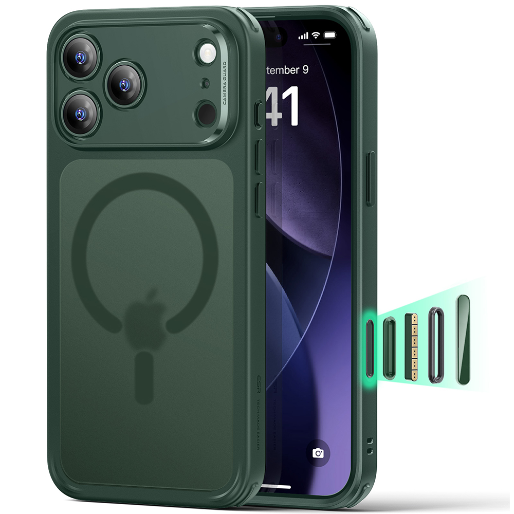ESR – Classic Hybrid HaloLock ochranný obal na iPhone 17 Pro – matný zelený
