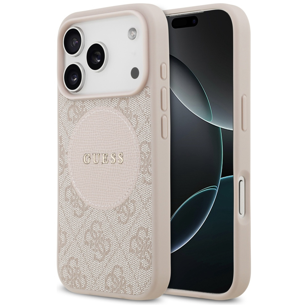 Guess – 4G Circle Classic Logo MagSafe puzdro na iPhone 17 Pro – ružové