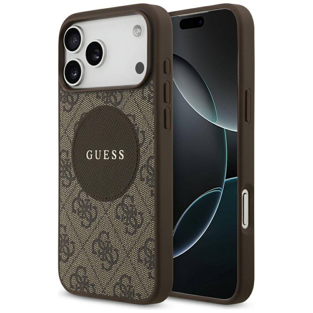 Guess – 4G Circle Classic Logo MagSafe puzdro na iPhone 17 Pro Max – hnedé