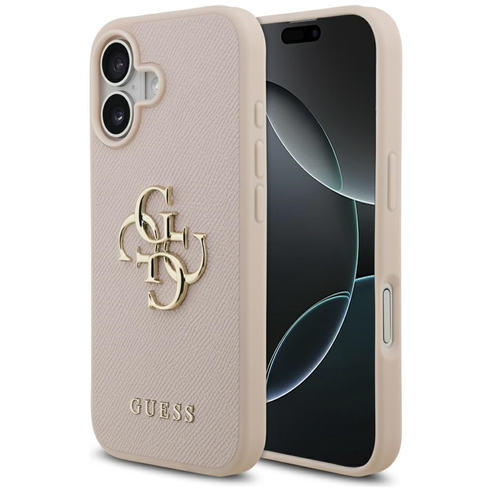 Guess – Hardcase 4G Grained Big and Classic Logo obal na iPhone 17 – ružový