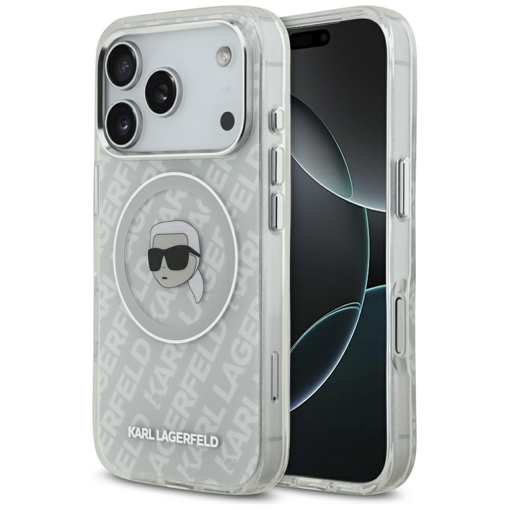 Karl Lagerfeld – IML Karl Head Logo MagSafe obal na iPhone 17 Pro – sivý