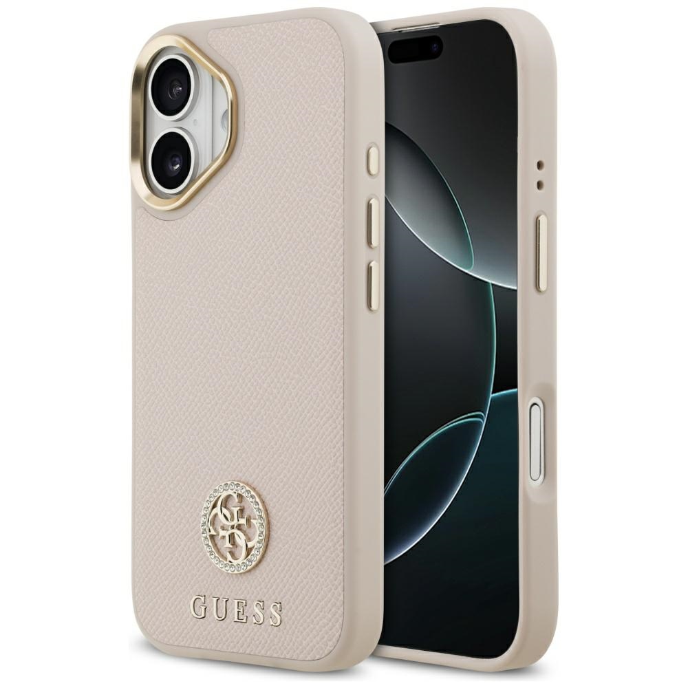 Guess – Grained Strass Logo MagSafe puzdro na iPhone 17 – ružové