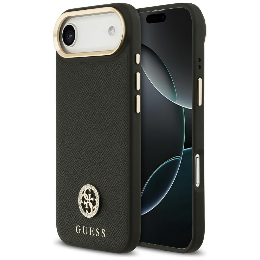 Guess – Grained Strass Logo MagSafe puzdro na iPhone 17 Air – čierne