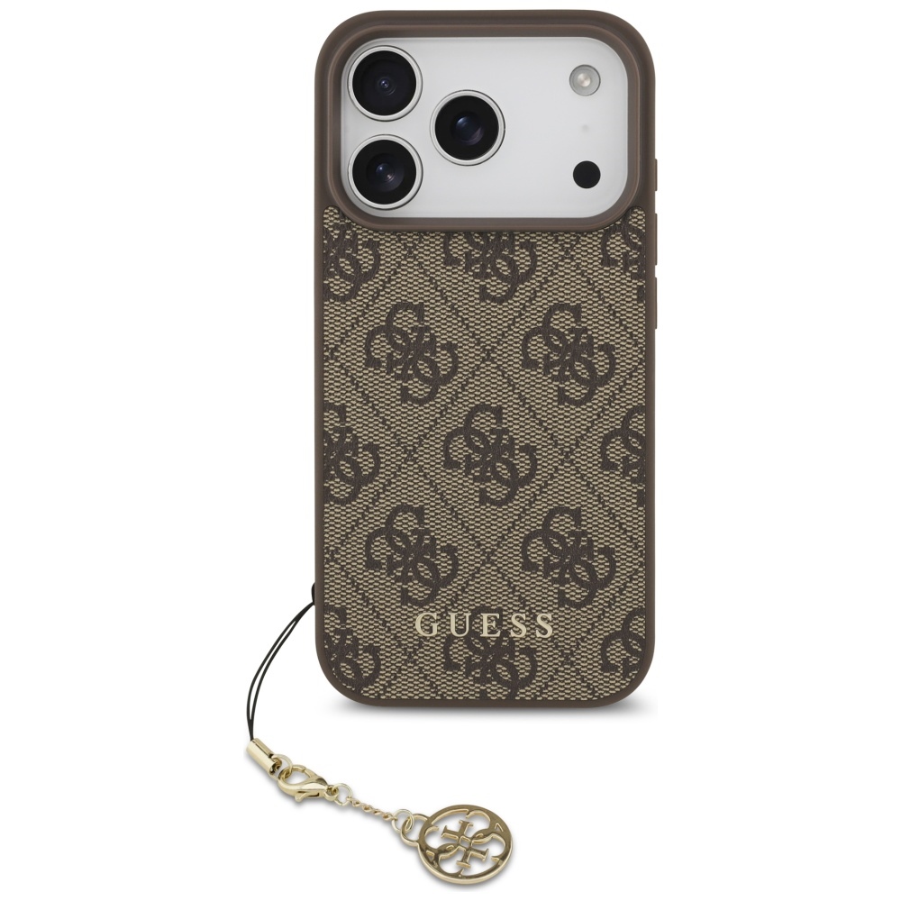 Guess – Hardcase 4G Charm Cradle MagSafe obal na iPhone 17 Pro – hnedý