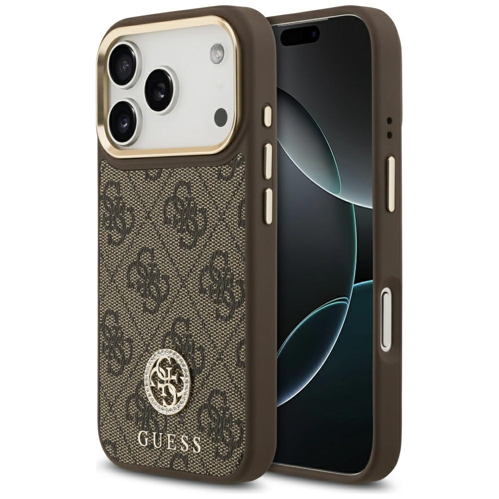 Guess – Hardcase 4G Strass Logo MagSafe obal na iPhone 17 Pro – hnedý