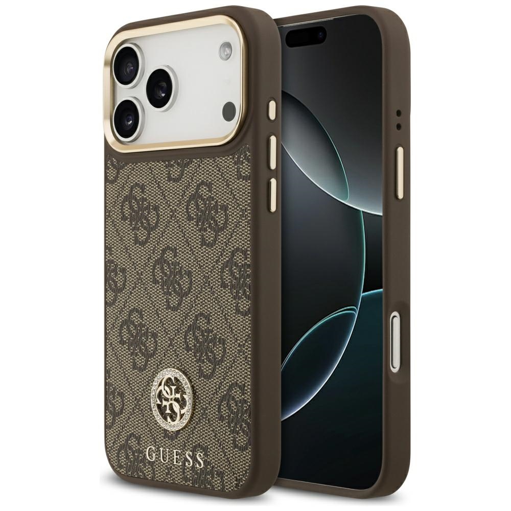 Guess – Hardcase 4G Strass Logo MagSafe obal na iPhone 17 Pro Max – hnedý