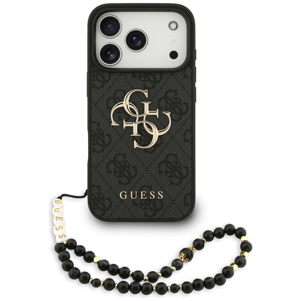 Guess – Hardcase 4G Classic Logo s popruhom obal na iPhone 17 Pro – čierny