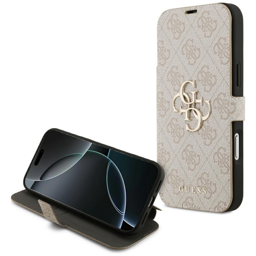 Guess – Book 4G Metal Logo knižkové puzdro na iPhone 17 Pro Max – ružové
