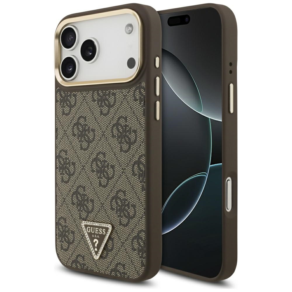 Guess – Hardcase 4G Triangle Logo MagSafe obal na iPhone 17 Pro – hnedý