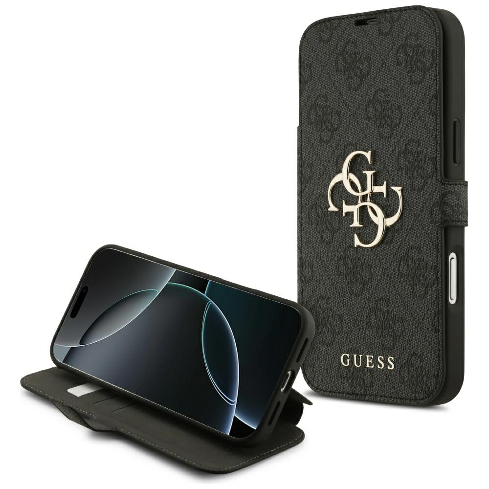 Guess – Book 4G Metal Logo knižkové puzdro na iPhone 17 Pro Max – čierne