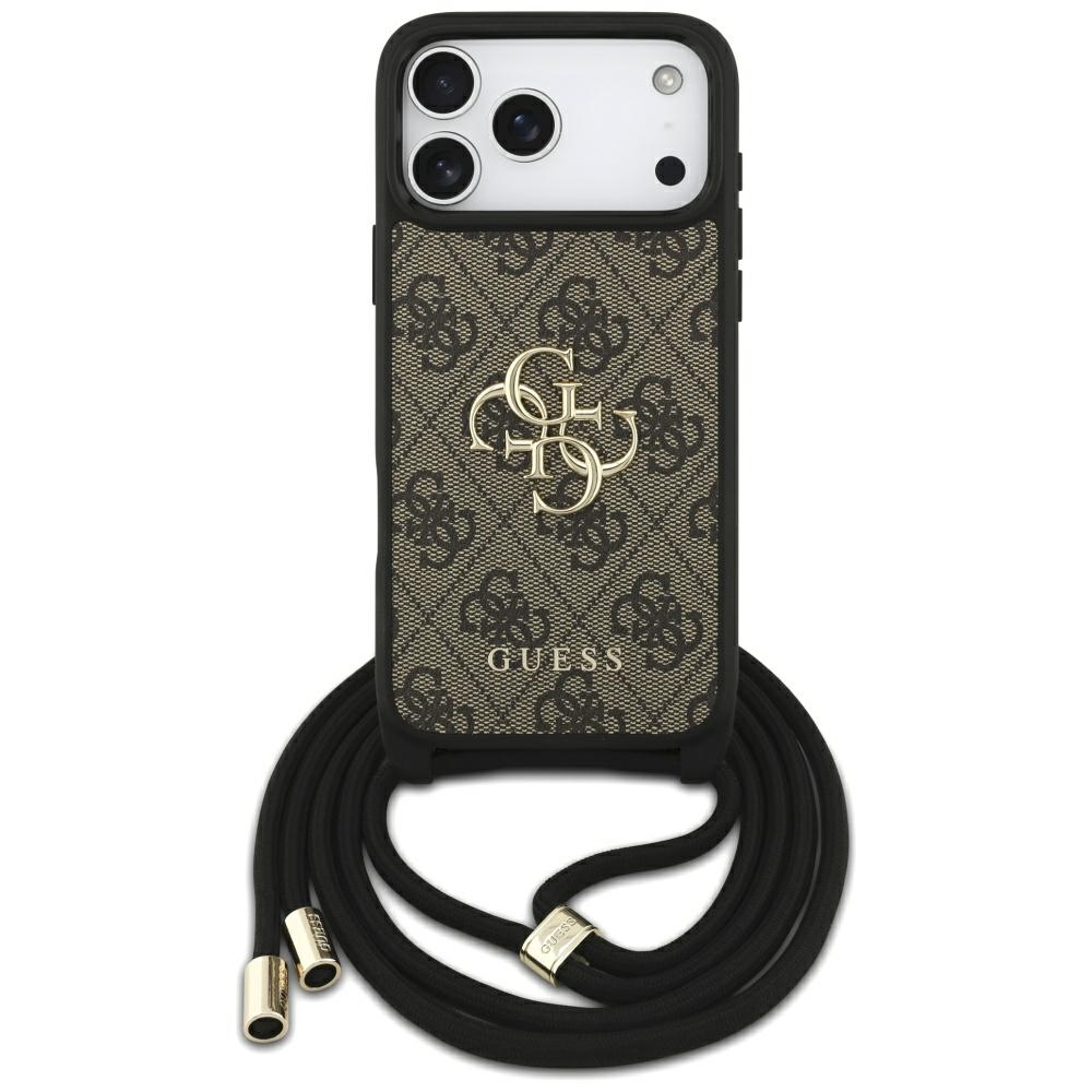 Guess – Hardcase 4G CBDY Big Logo obal s popruhom na iPhone 17 Pro Max – hnedý