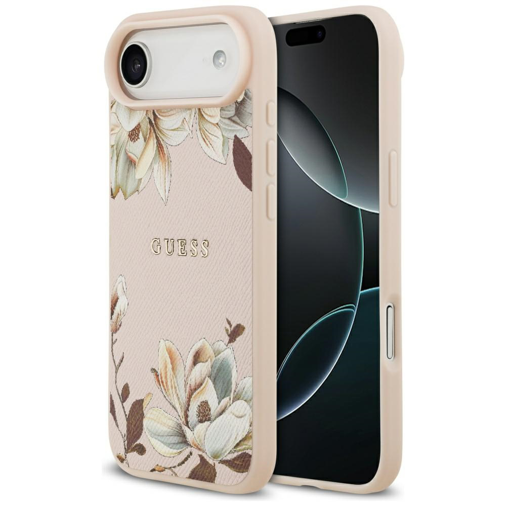 Guess – Grained Flowers MagSafe puzdro na iPhone 17 Air – ružové