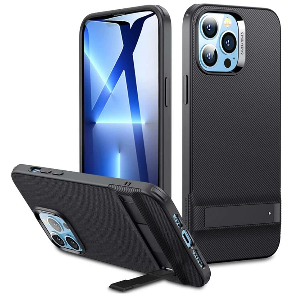 ESR Air Shield Boost Kickstand kryt na - iPhone 13 pro - priesvitná čierna KF2312246