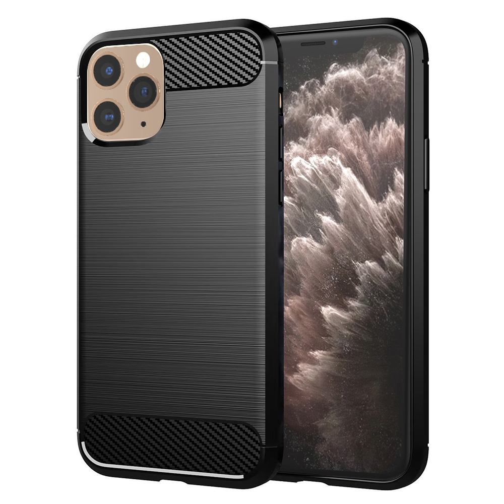 Techsuit Karbónový silikón ochranný obal na - iPhone 11 pro - čierny KF23432
