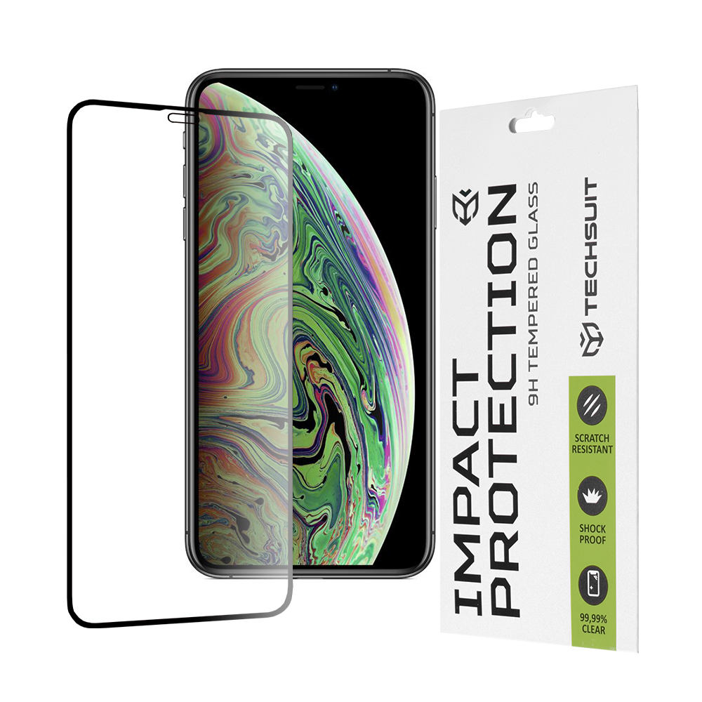 Techsuit 111D Full Cover / Celoplošné lepené tvrdené sklo - iPhone X / XS / 11 pro - čierny KF235602