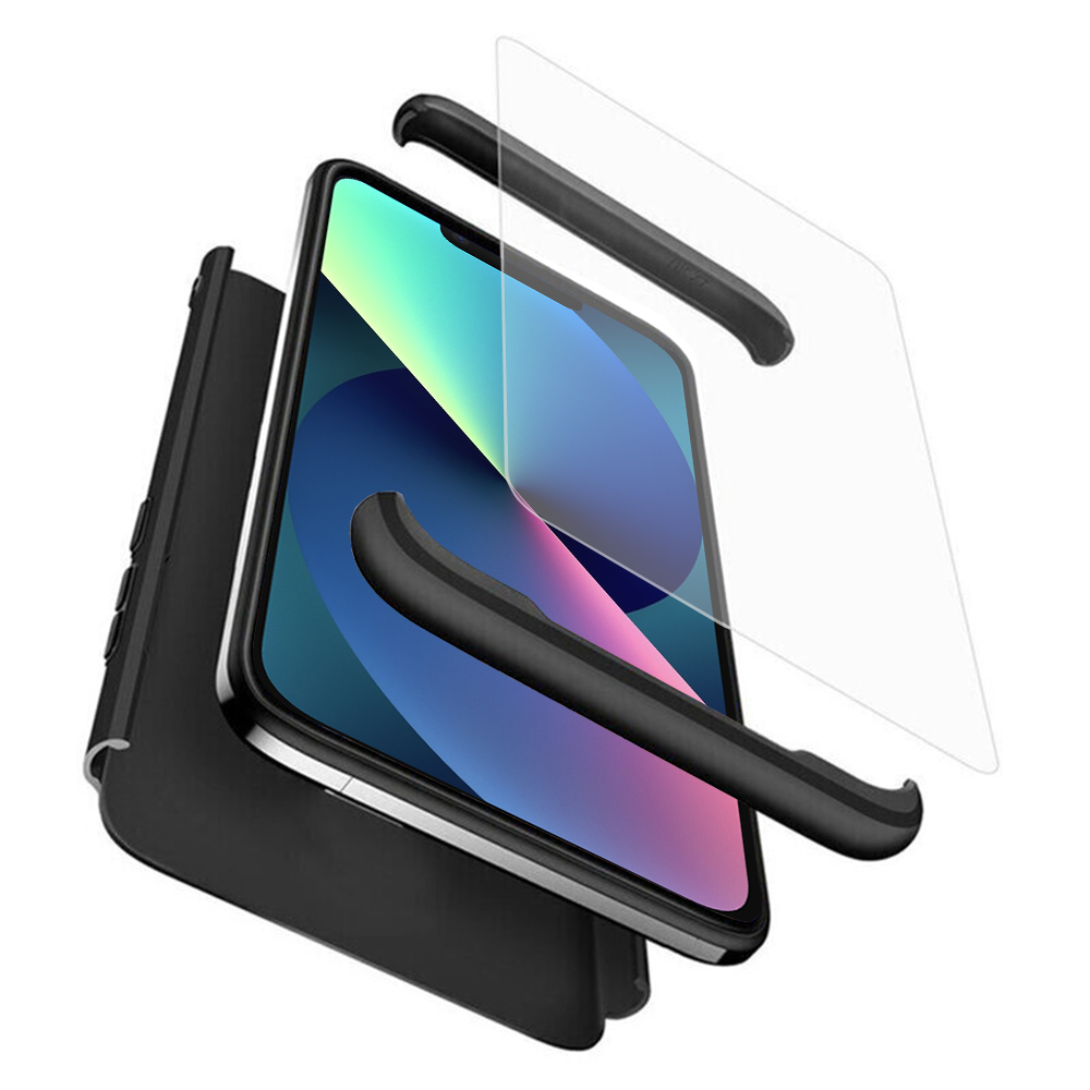 360 Puzdro + Ochranné sklo na displej - iPhone 13 - čierna