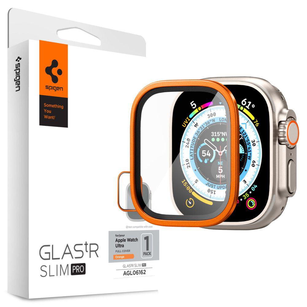 Spigen Glas.tR Slim PRO ochranné sklo na - Apple Watch Ultra - oranžová