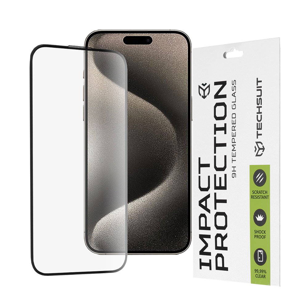 Techsuit 111D Full Cover / celopolepené tvrdené sklo - iPhone 15 pro Max - Čierna KF2314014