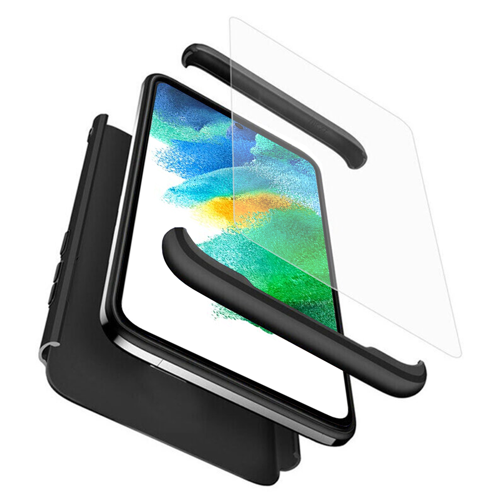 360 Puzdro + Ochranné sklo na displej - Samsung Galaxy S21 FE - čierna