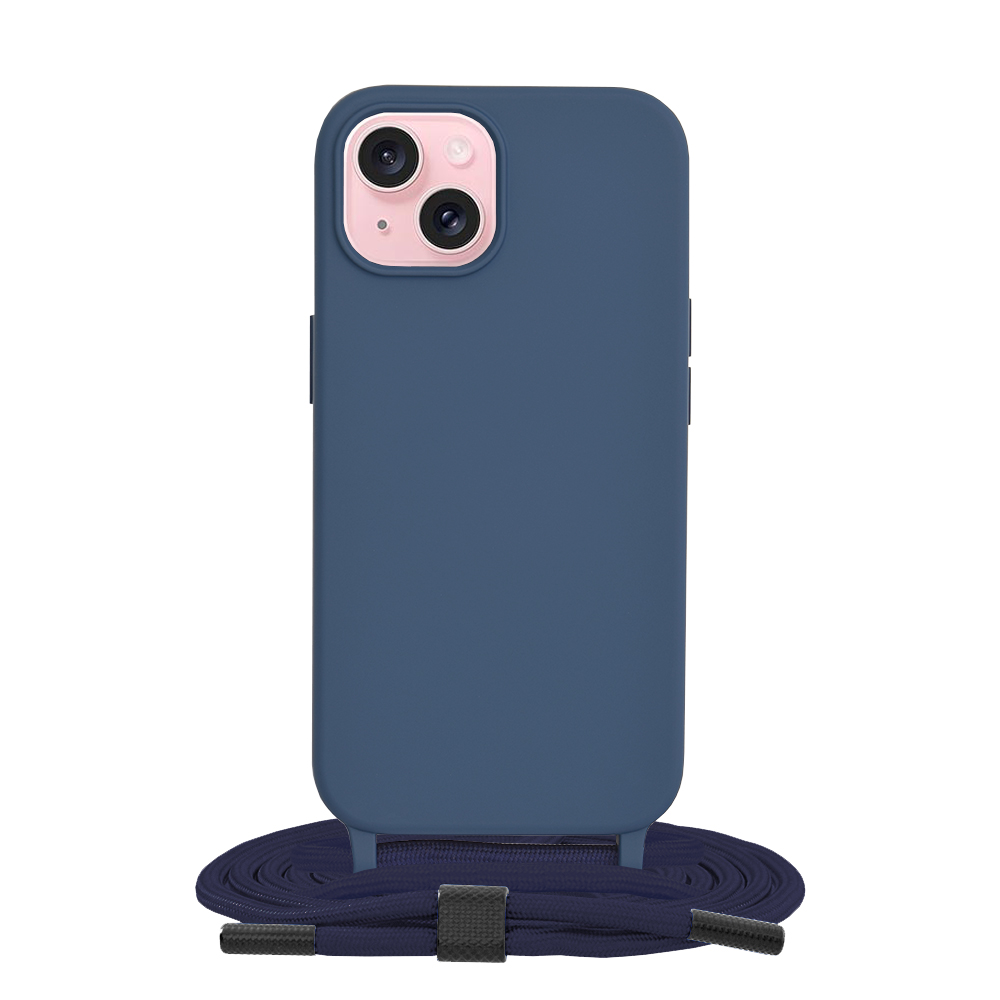 Techsuit obal zo šnúrkou neck strap - iPhone 15 - Modrá KF2314146