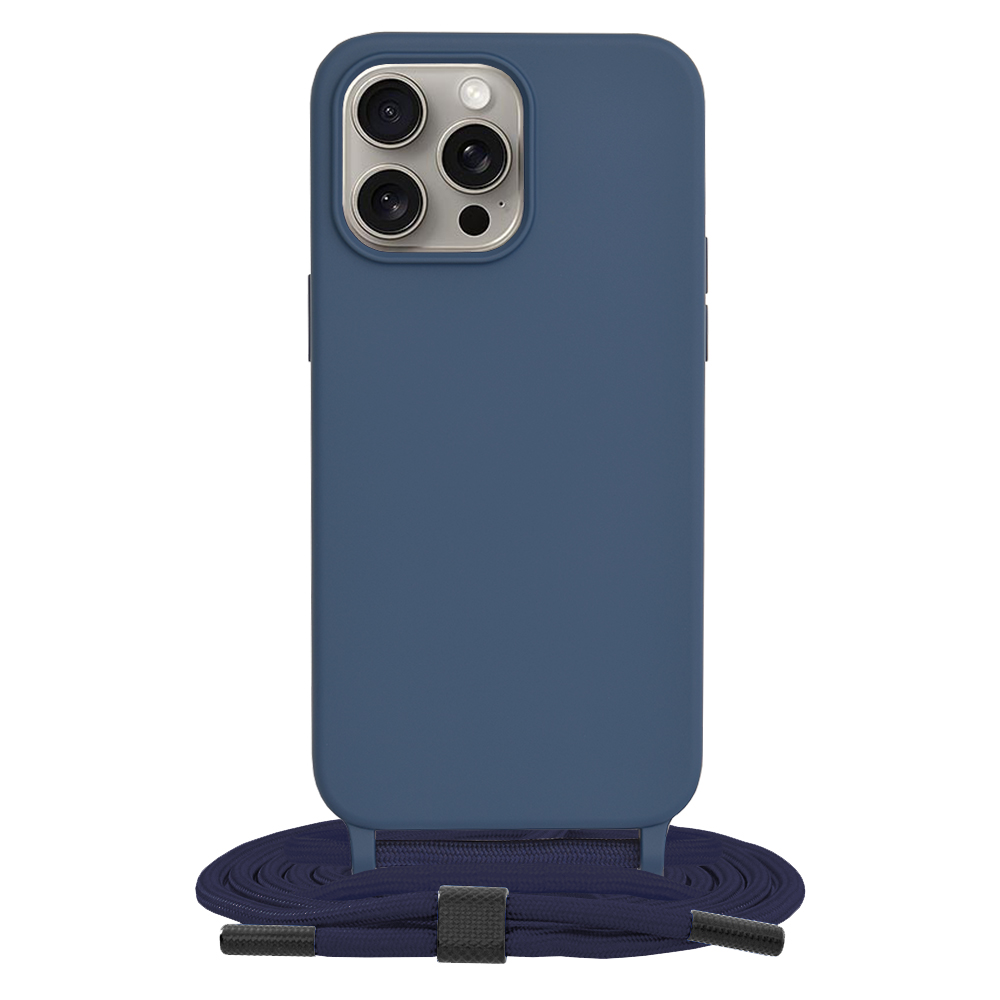 Techsuit obal zo šnúrkou neck strap - iPhone 15 pro Max - Modrá KF2314158