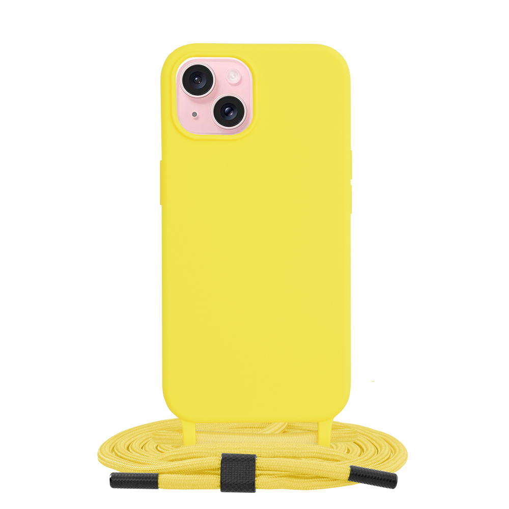 Techsuit obal zo šnúrkou neck strap - iPhone 15 - žltá KF2314147