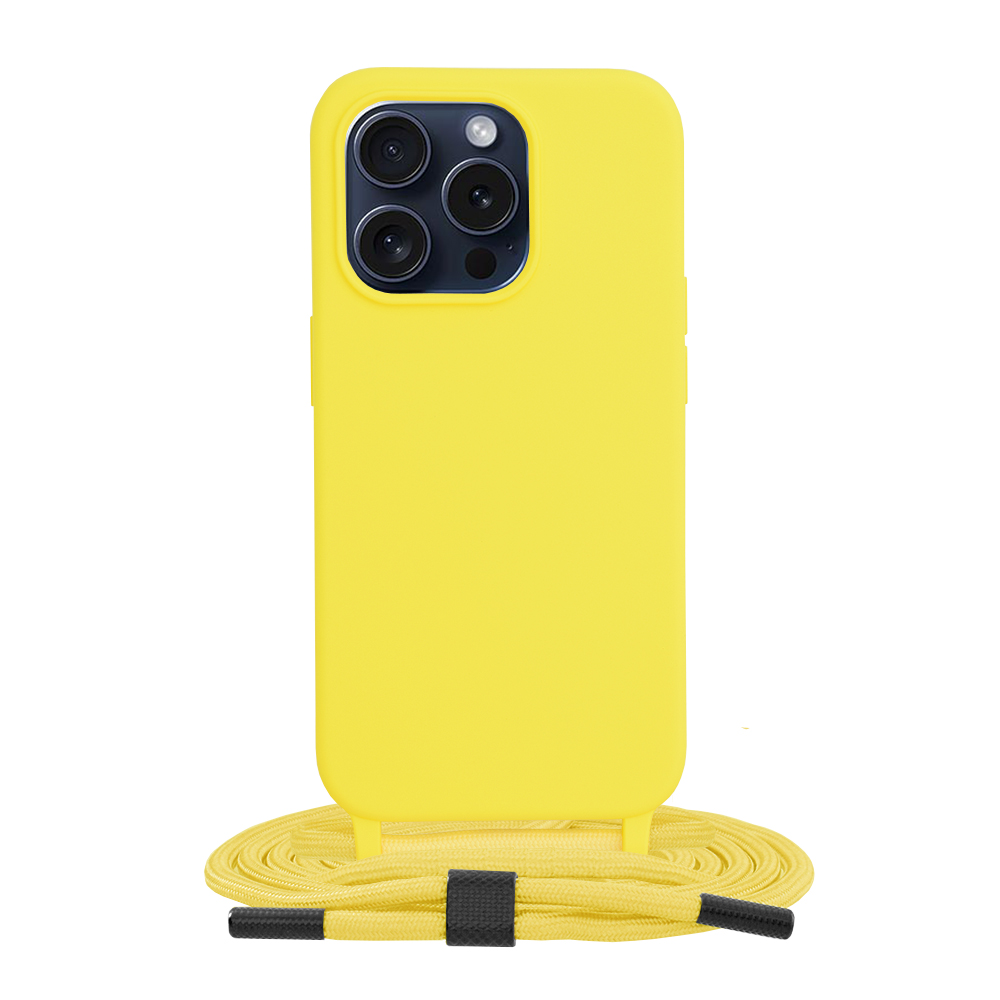 Techsuit obal zo šnúrkou neck strap - iPhone 15 pro - Yellow KF2314151