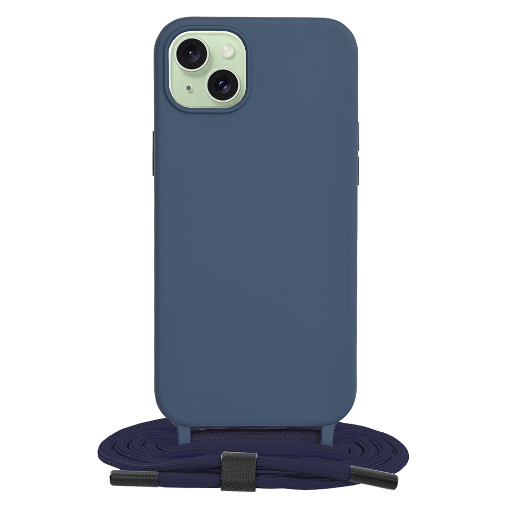 Techsuit obal zo šnúrkou neck strap - iPhone 15 Plus - Modrá KF2314154
