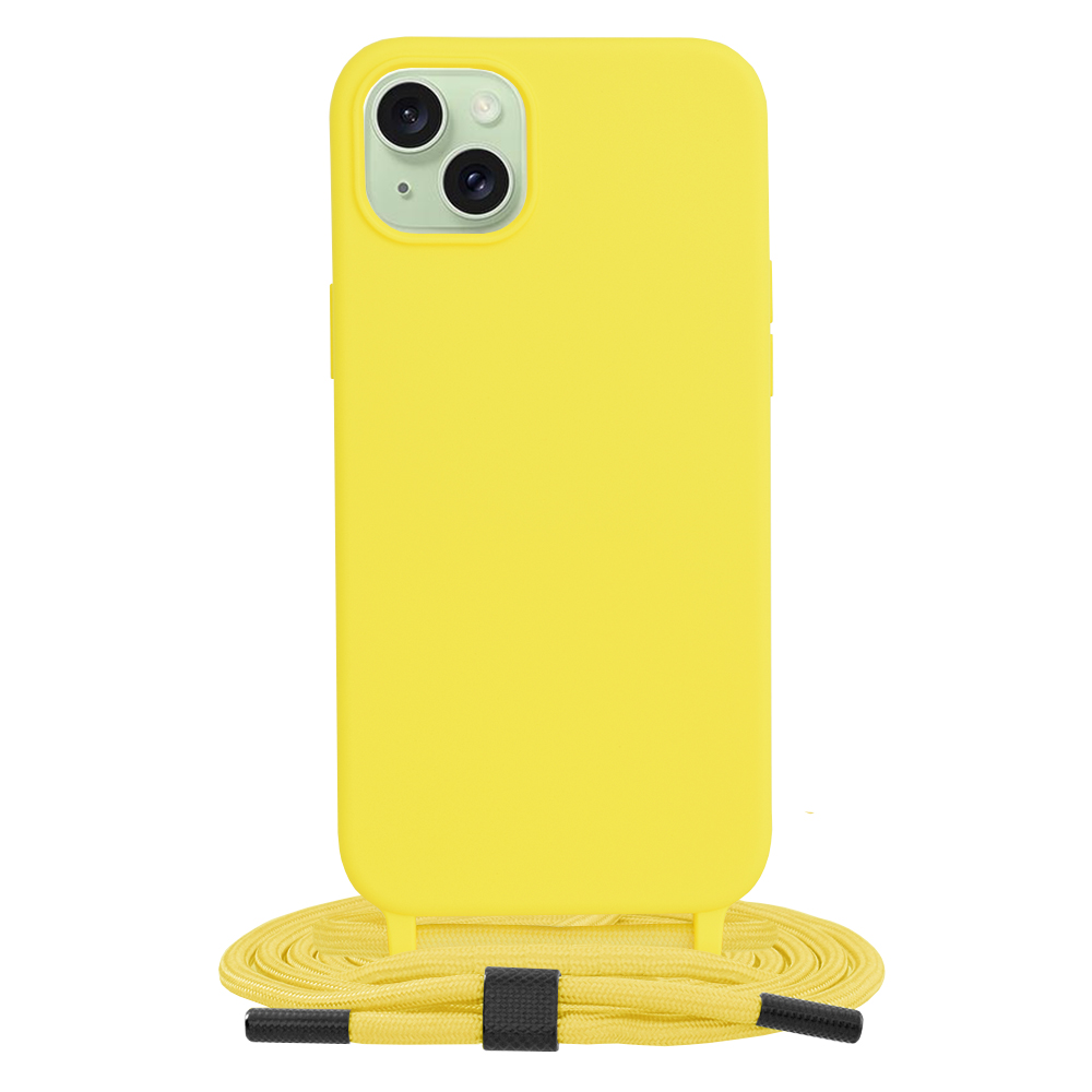 Techsuit obal zo šnúrkou neck strap - iPhone 15 Plus - Žltá KF2314155