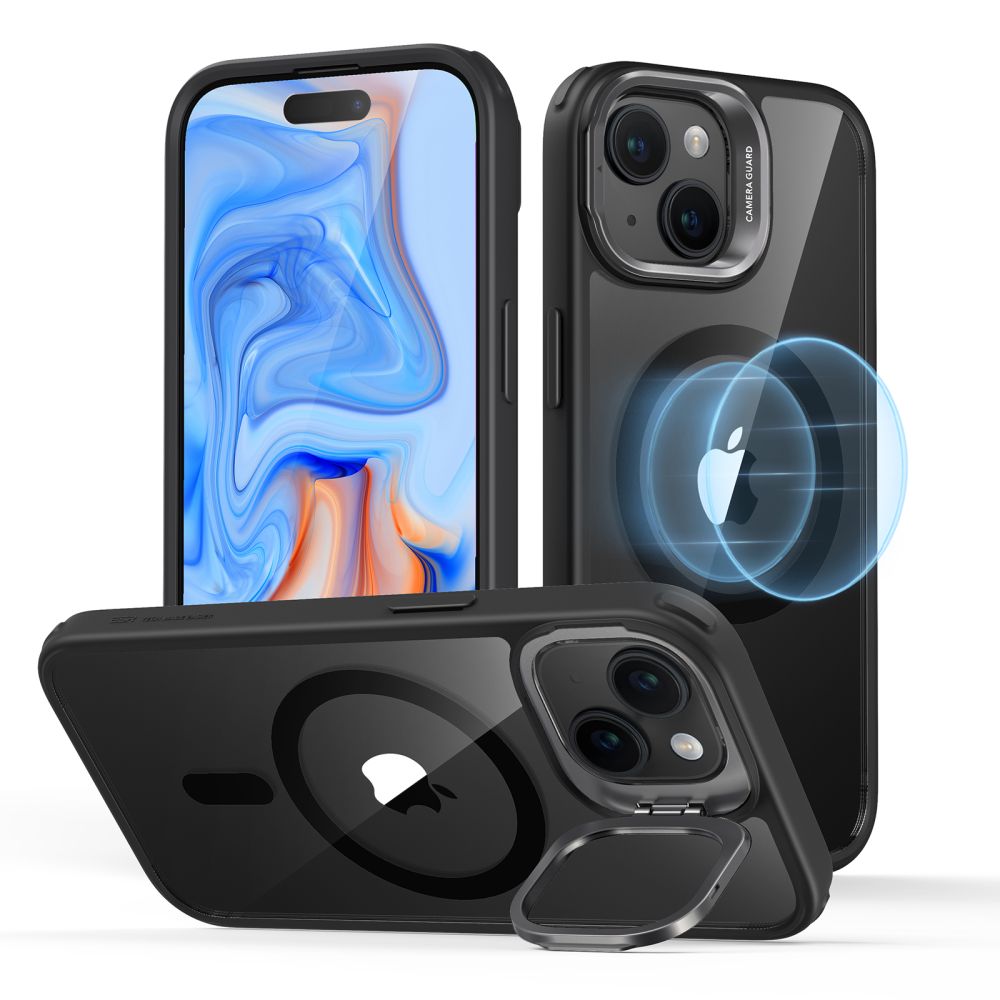 ESR Classic Hybrid HaloLock Kickstand kryt pre - iPhone 15 Plus - transparentná čierna KF2314684