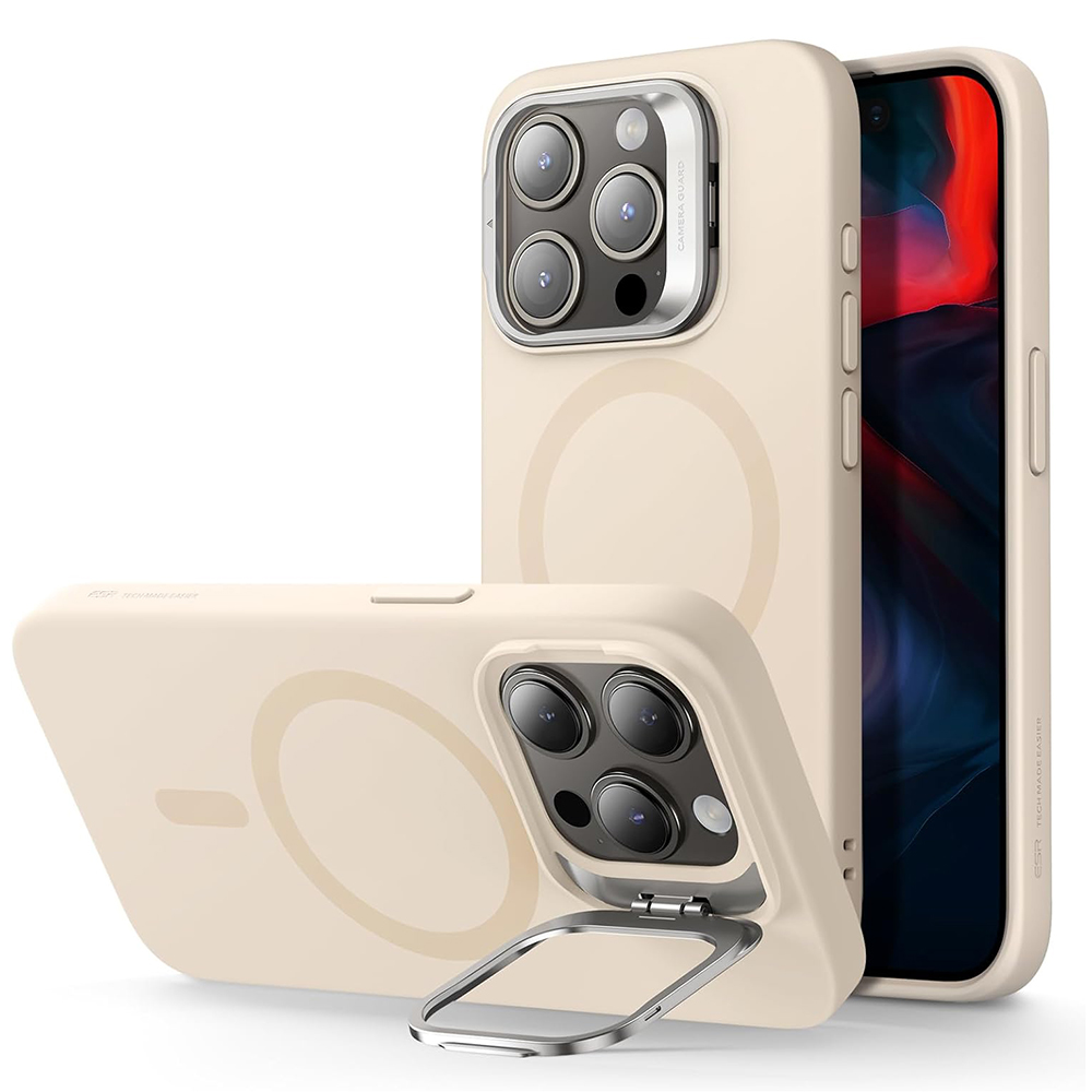 ESR Cloud Soft HaloLock Kickstand kryt pre - iPhone 15 pro Max - Svetlo hnedá KF2314694