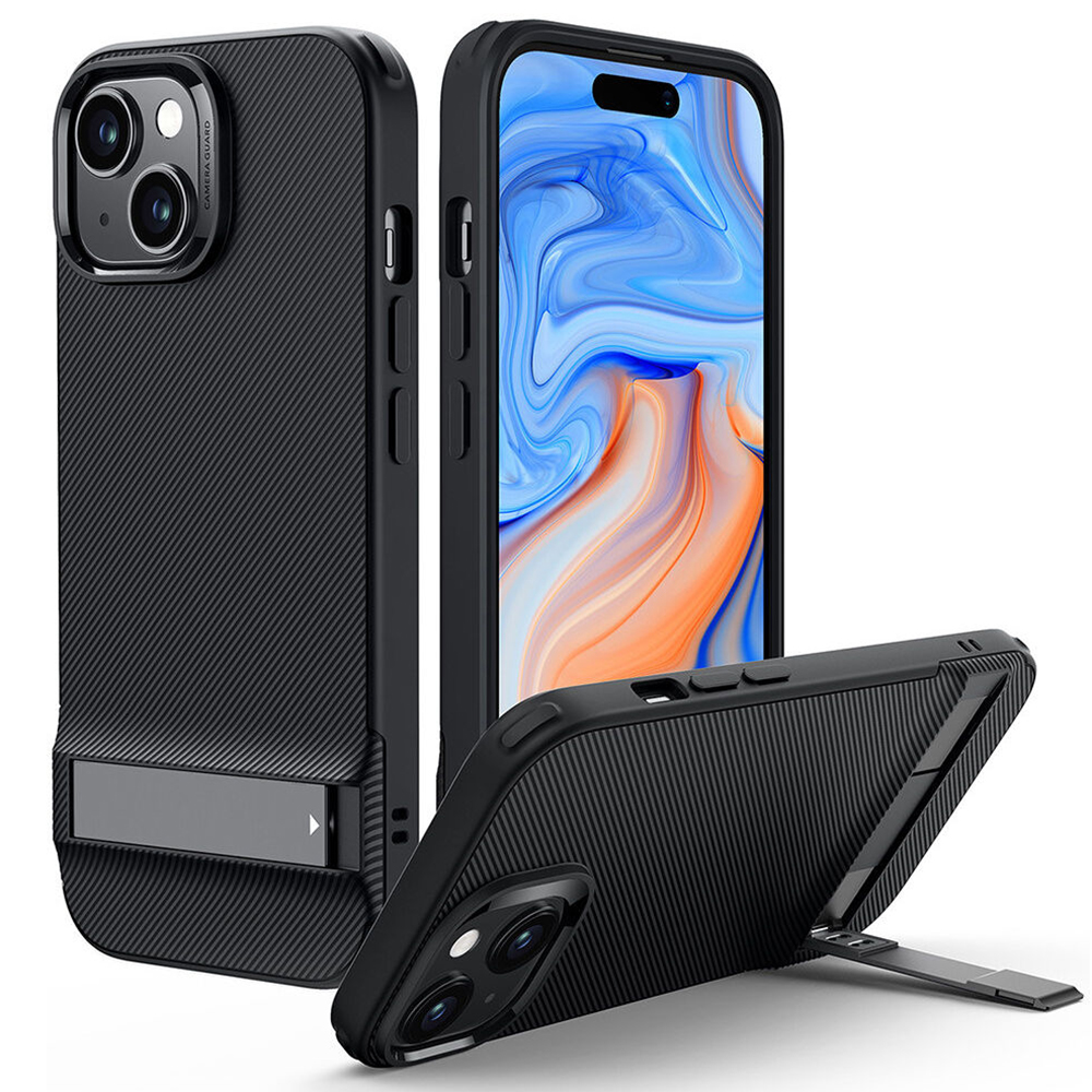 ESR Air Shield Boost Kickstand kryt na - iPhone 15 Plus - Translucent čierna KF2314725