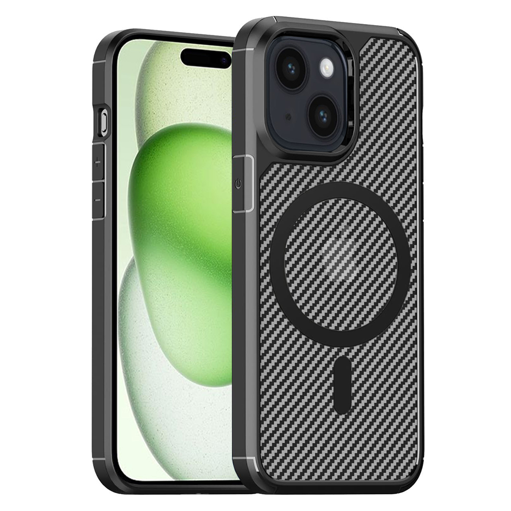 Techsuit CarbonFuse MagSafe obal na - iPhone 15 Plus - Čierna KF2314771