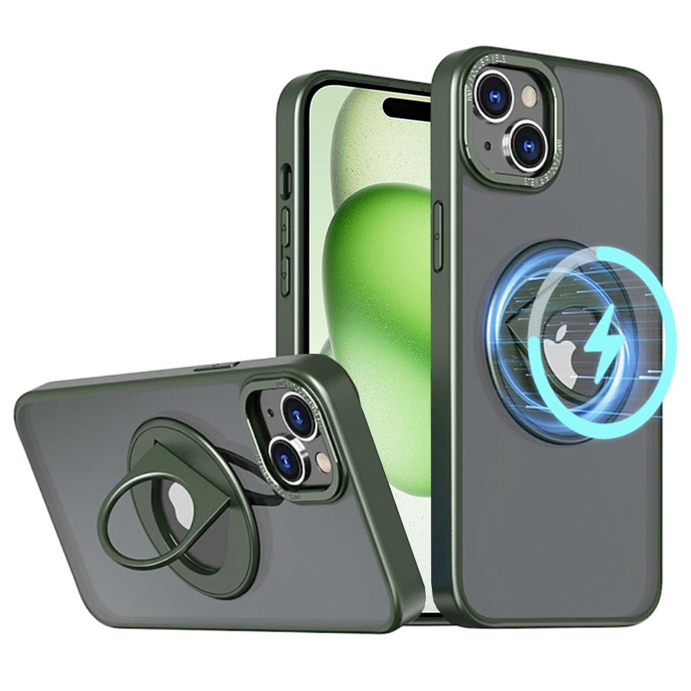 Techsuit MagSafe Ghost Holder ochranný obal na - iPhone 15 Plus - Matná zelená KF2314782