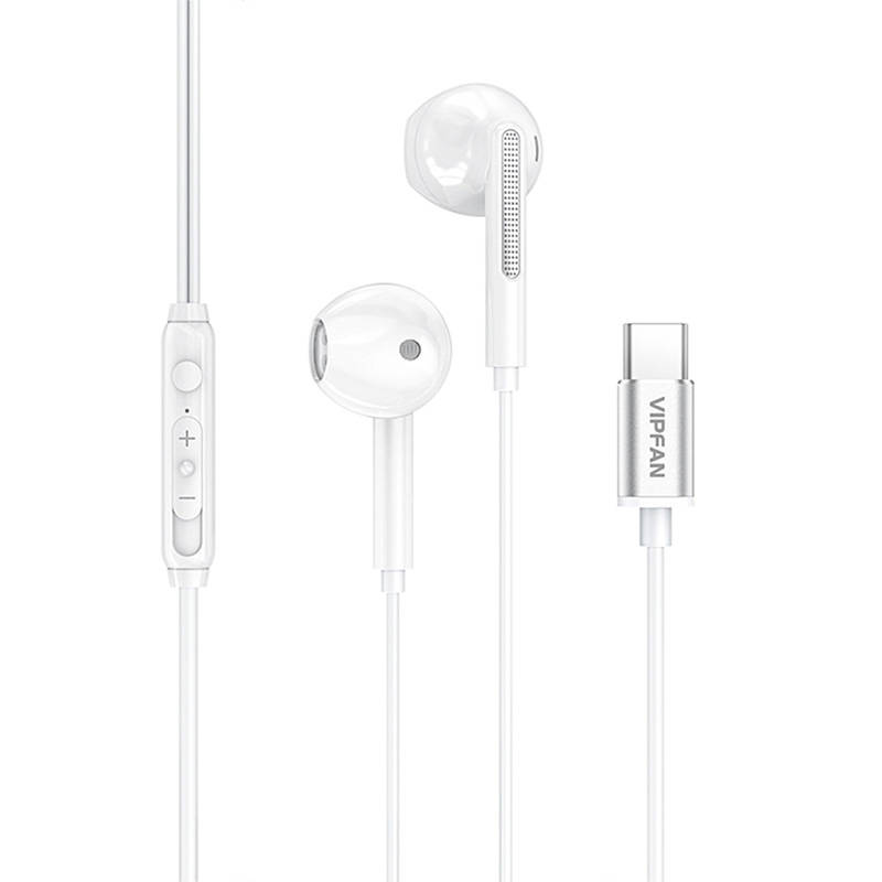 Vipfan Drôtové slúchadlá do uší M11, typ C (biela) M11-white