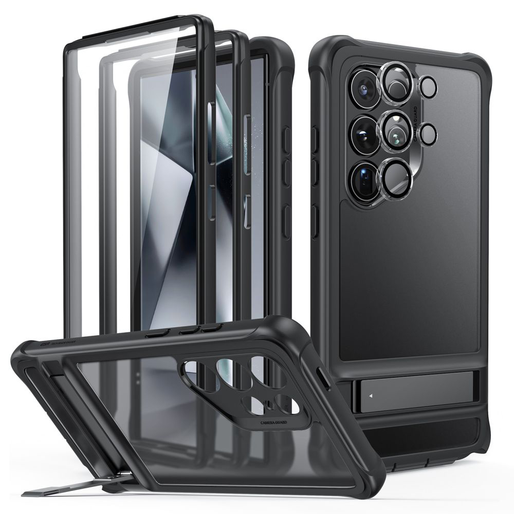 ESR Armor Tough Kickstand HaloLock kryt + ochrana obrazovky - Samsung Galaxy S24 Ultra - Frosted čierna KF2318127