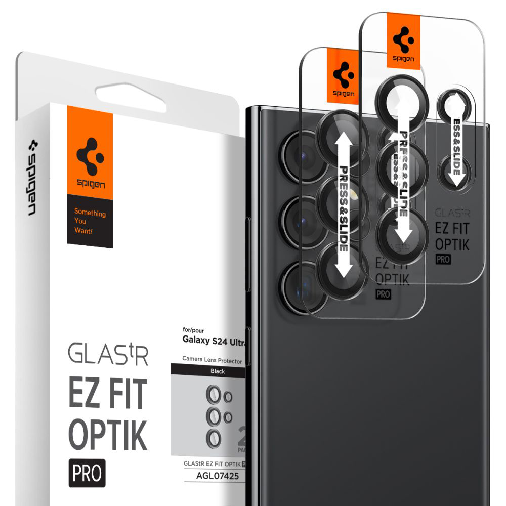 Spigen Optik.tR „EZ FIT“ Sklo na kameru (2 kusy) - Samsung Galaxy S24 Ultra - čierna KF2318889